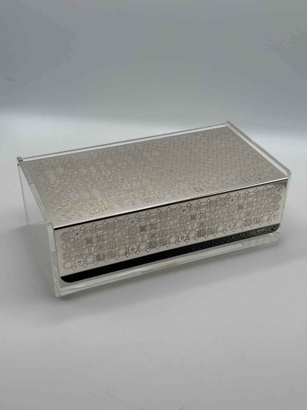 Vintage MCM WMF S-Collection Lucite & Silver Metal Trinket Storage Box